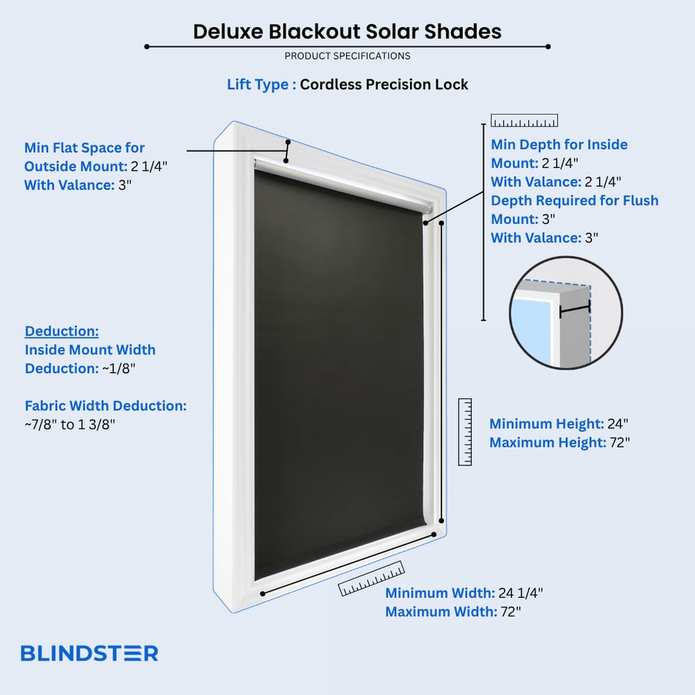 Deluxe Blackout Solar Shades dimensions diagram 4 of 5
