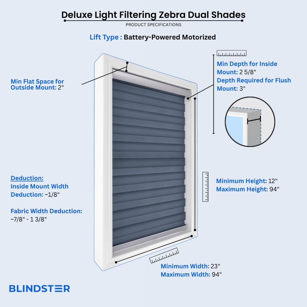 Deluxe Light Filtering Zebra Dual Shades dimensions diagram 4 of 4