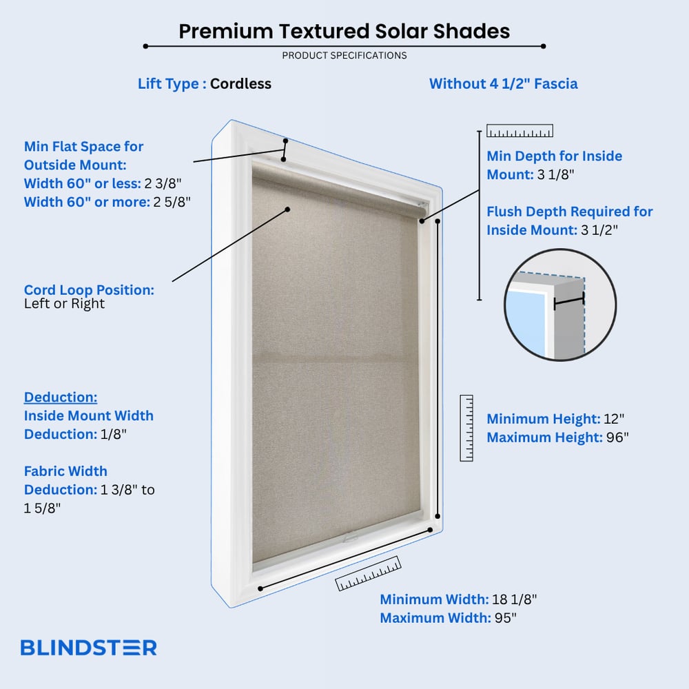 Premium Textured Solar Shades dimensions diagram 5 of 6