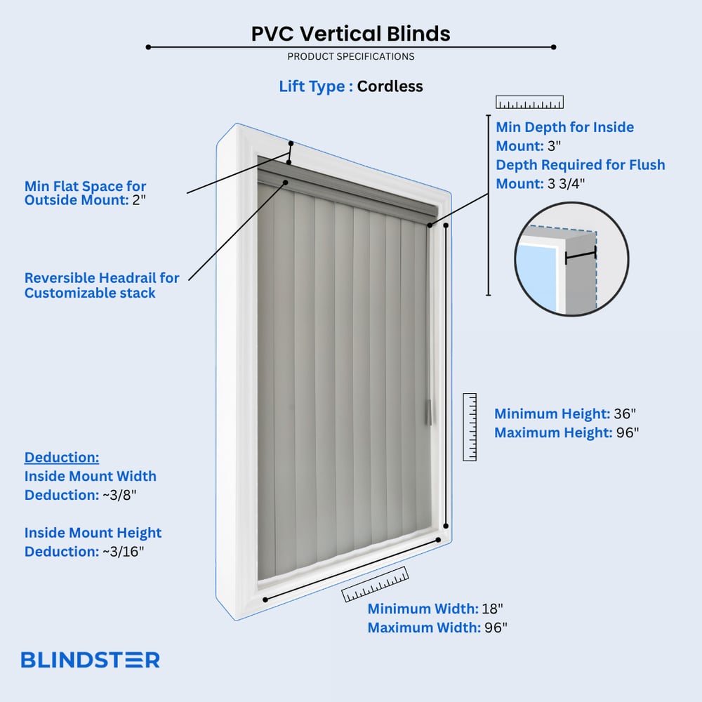 PVC Vertical Blinds dimensions diagram
