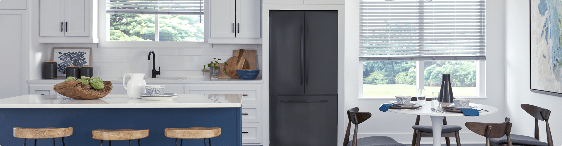 LEVOLOR faux wood blinds in a kitchen