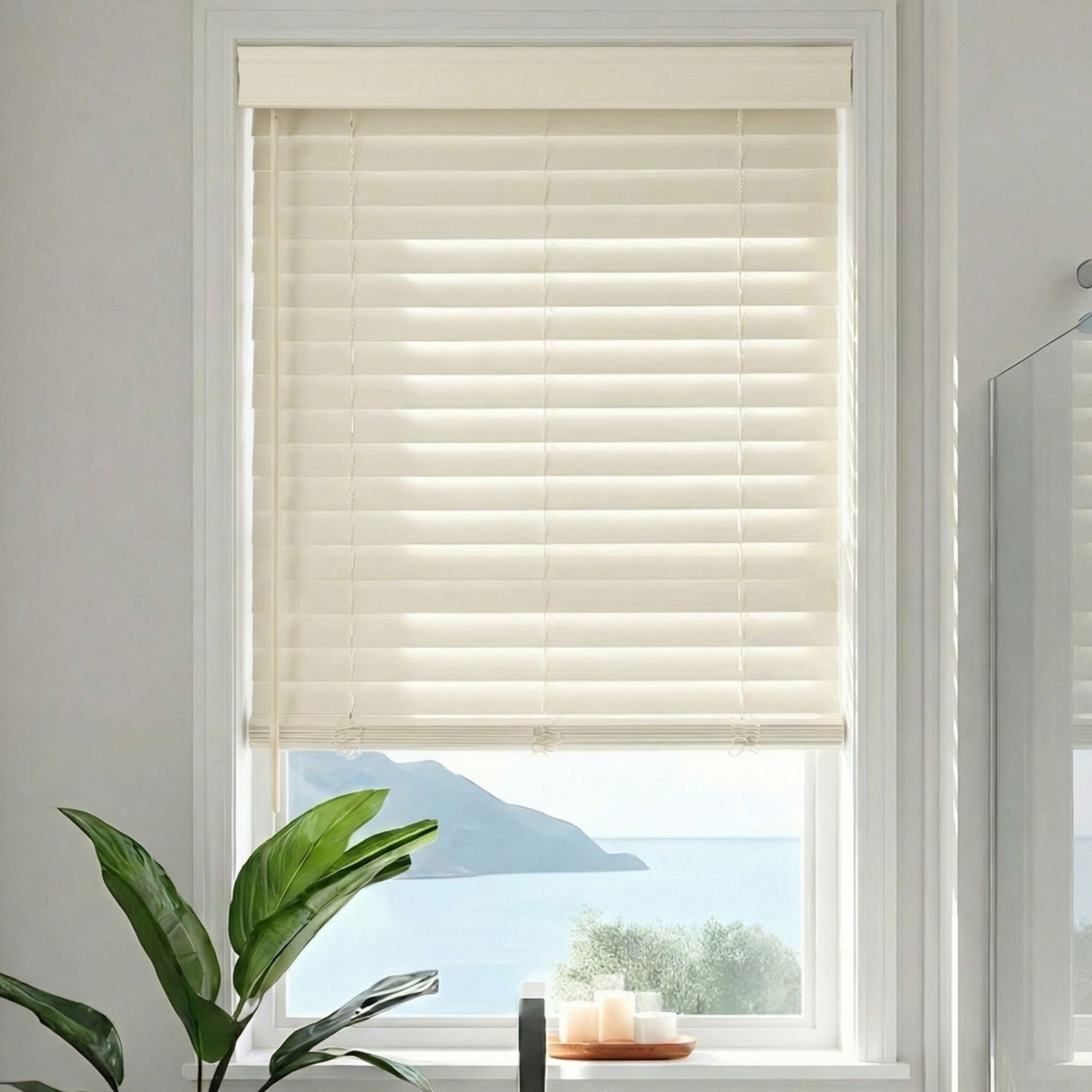 2 1/2 Inch Premium Cordless Faux Wood Blinds - Ivory