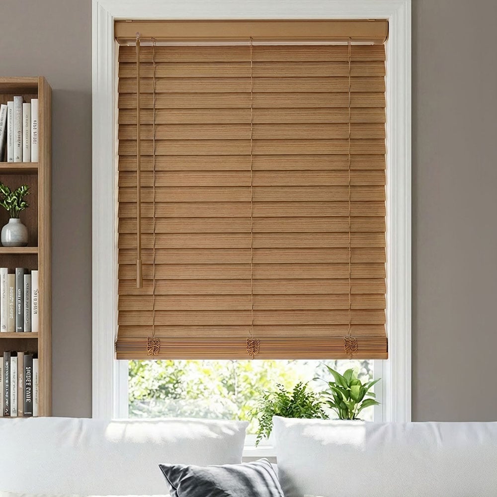 2 Inch Deluxe Cordless Faux Wood Blinds - Oak