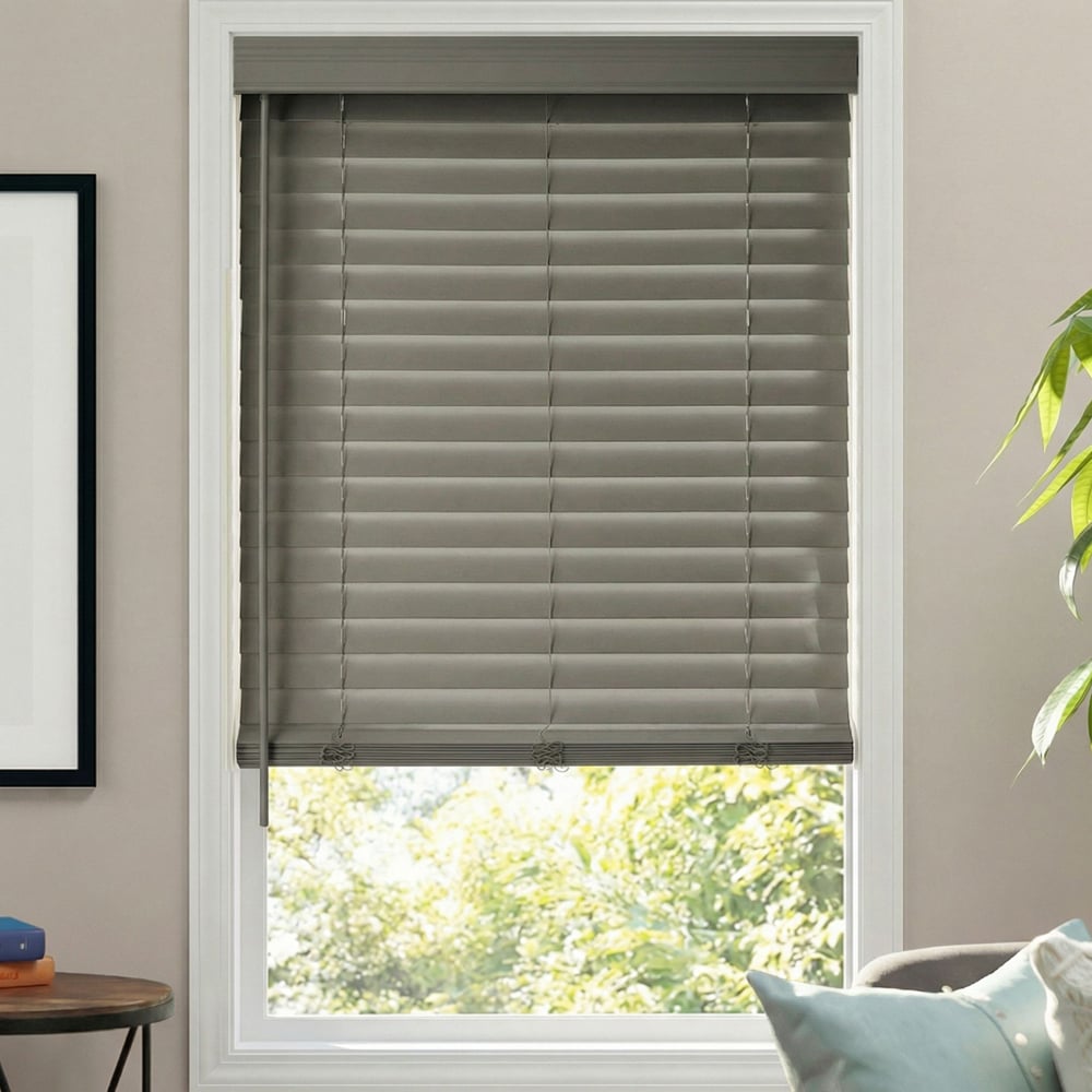 2 Inch Premium Cordless Faux Wood Blinds - Dark Gray