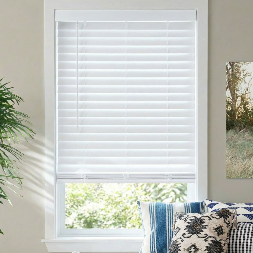 2 Inch Super Value Cordless Faux Wood Blinds - Pure White