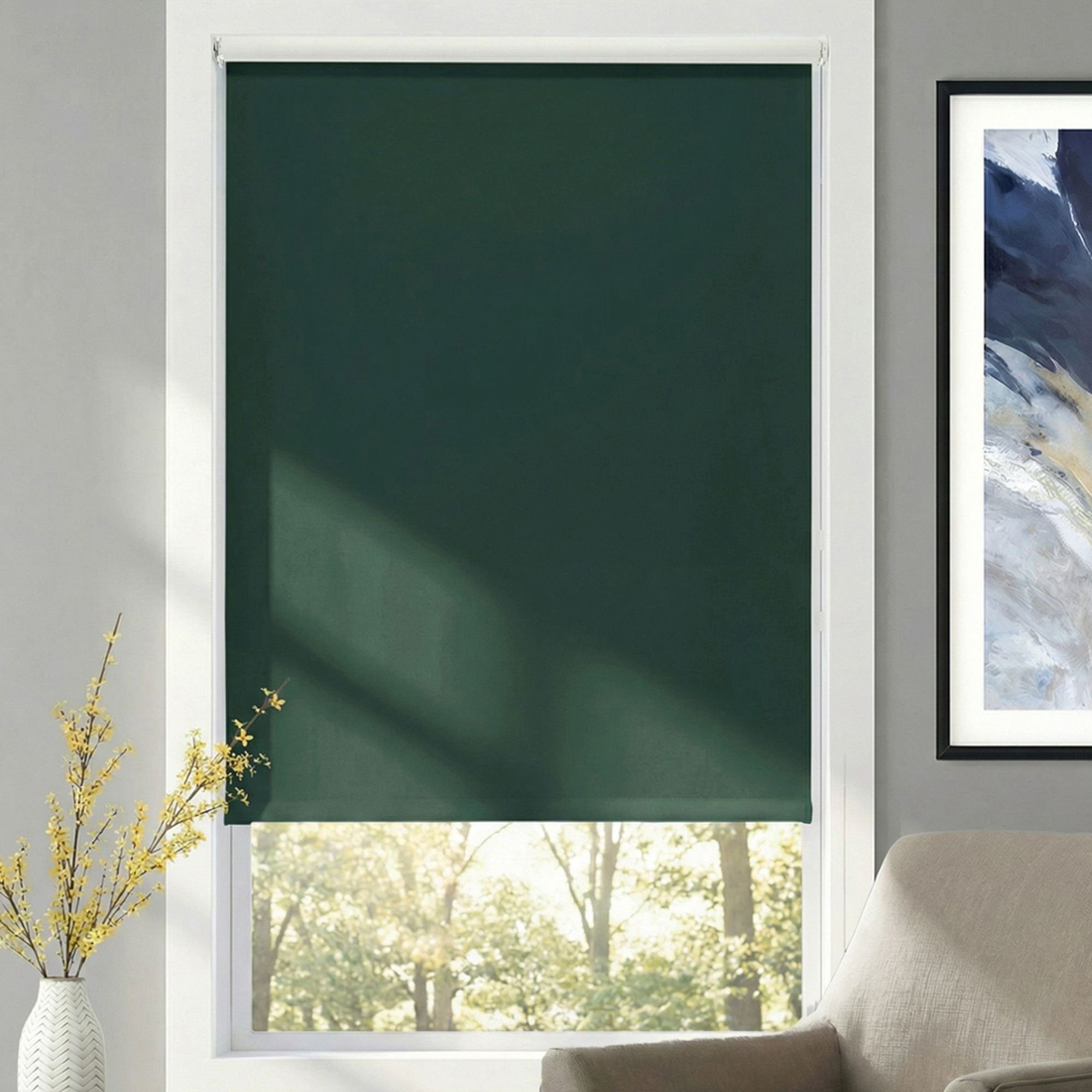 Deluxe Blackout Vinyl Roller Shades - Hunter Green