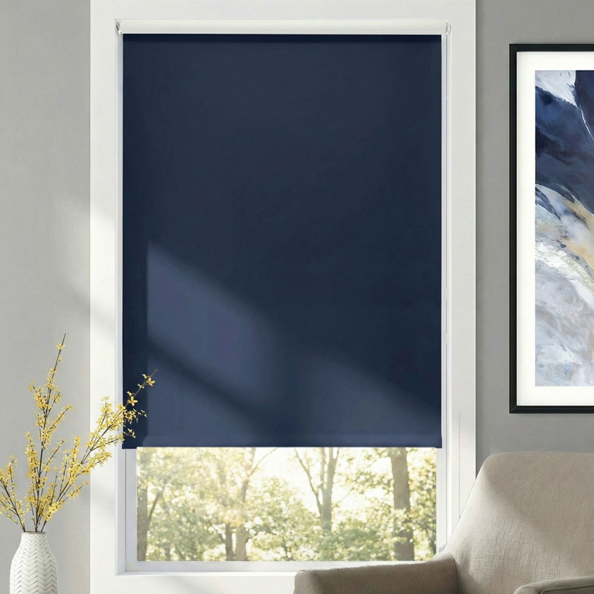 Deluxe Blackout Vinyl Roller Shades - Navy