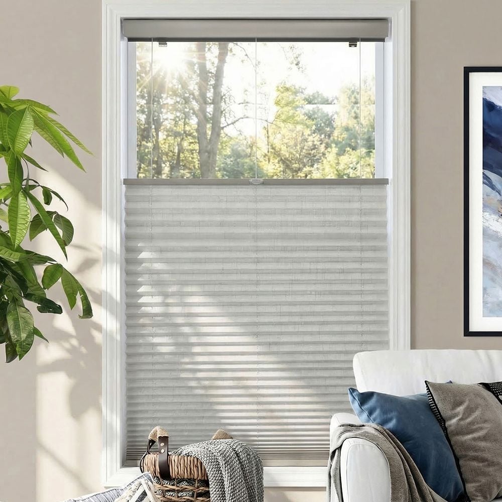 Deluxe Cordless Top Down Bottom Up Pleated Shades  - Oxford Grey