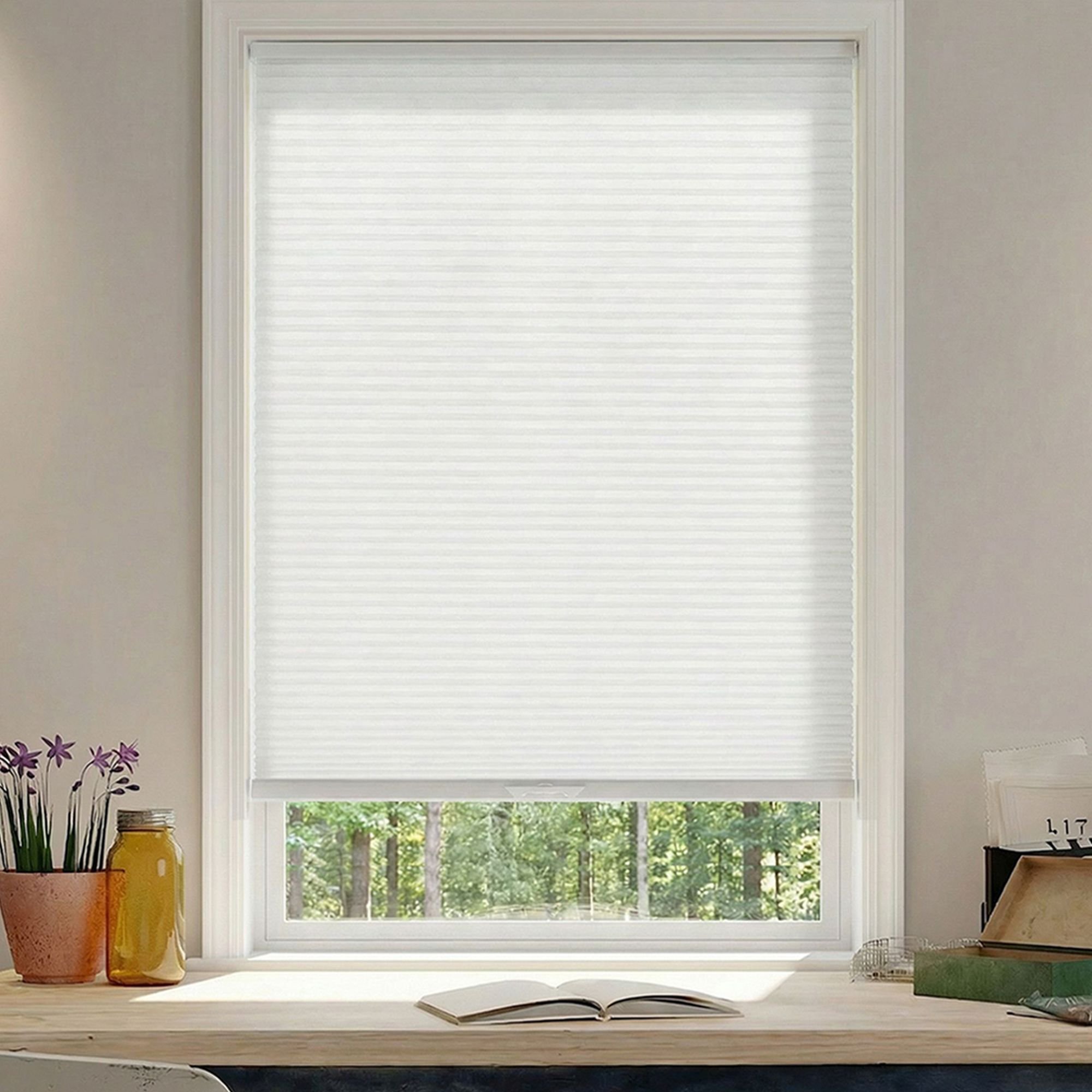 Deluxe Light Filtering Double Cellular Shades - White