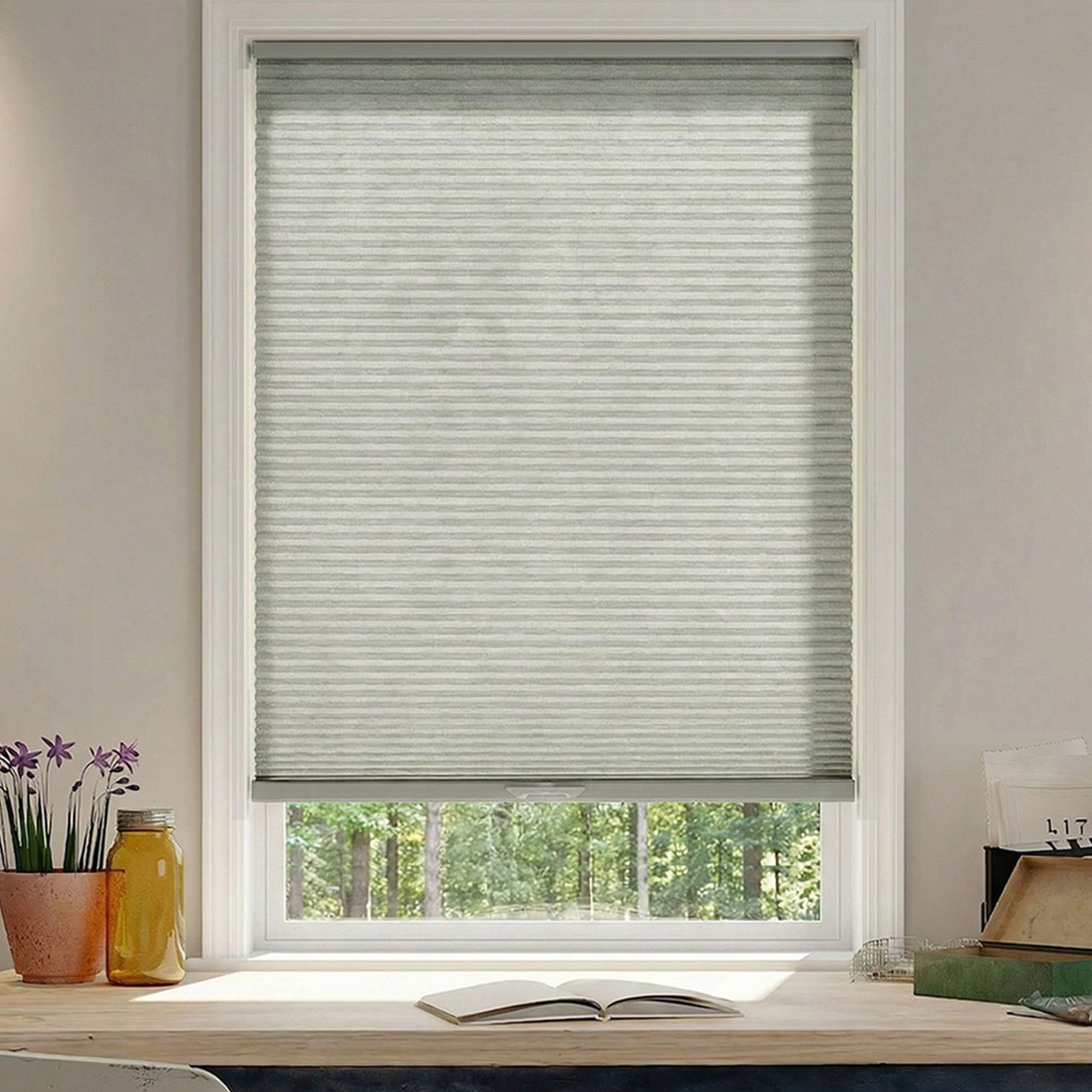 Deluxe Light Filtering Double Cellular Shades - Fog Grey