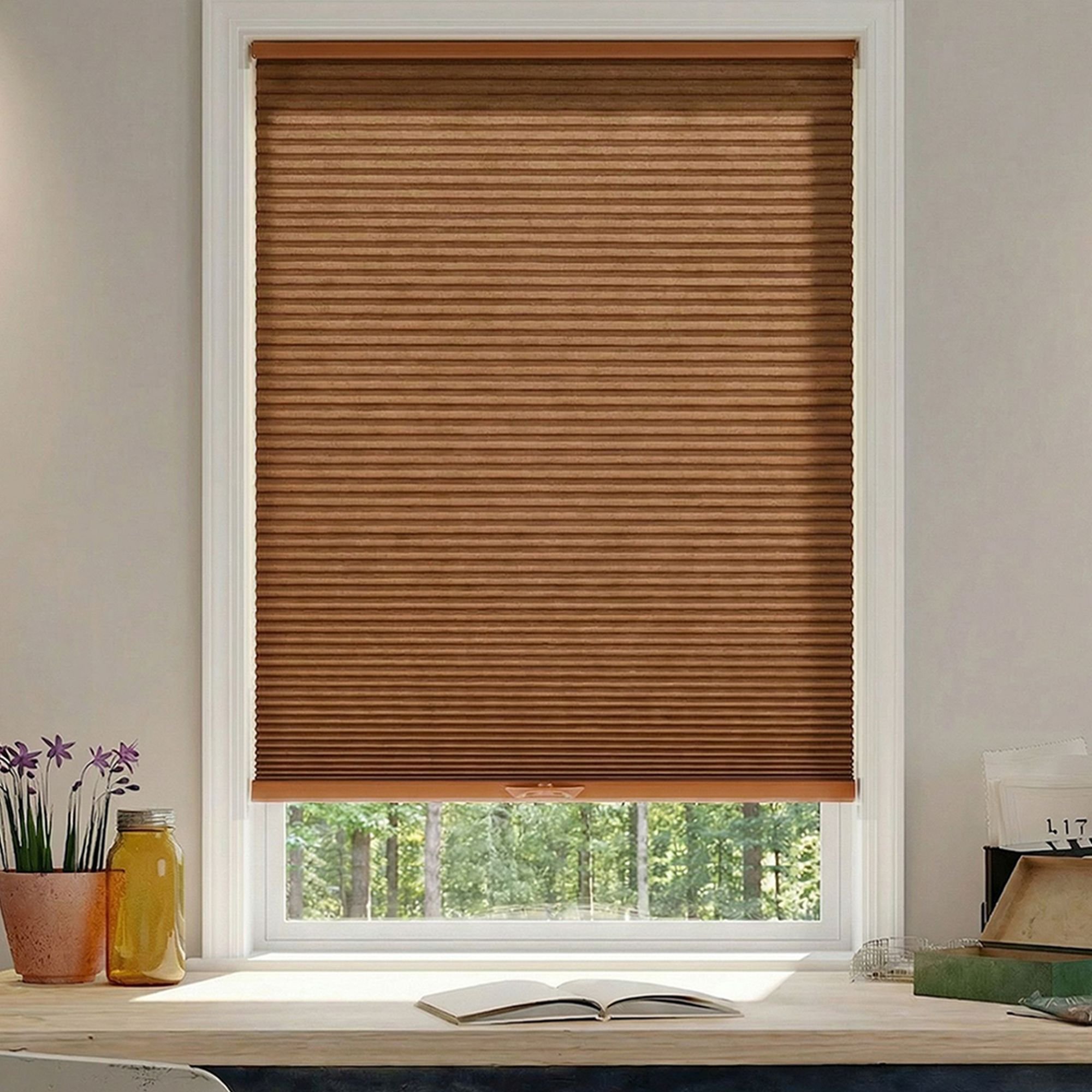 Deluxe Light Filtering Double Cellular Shades in Clay