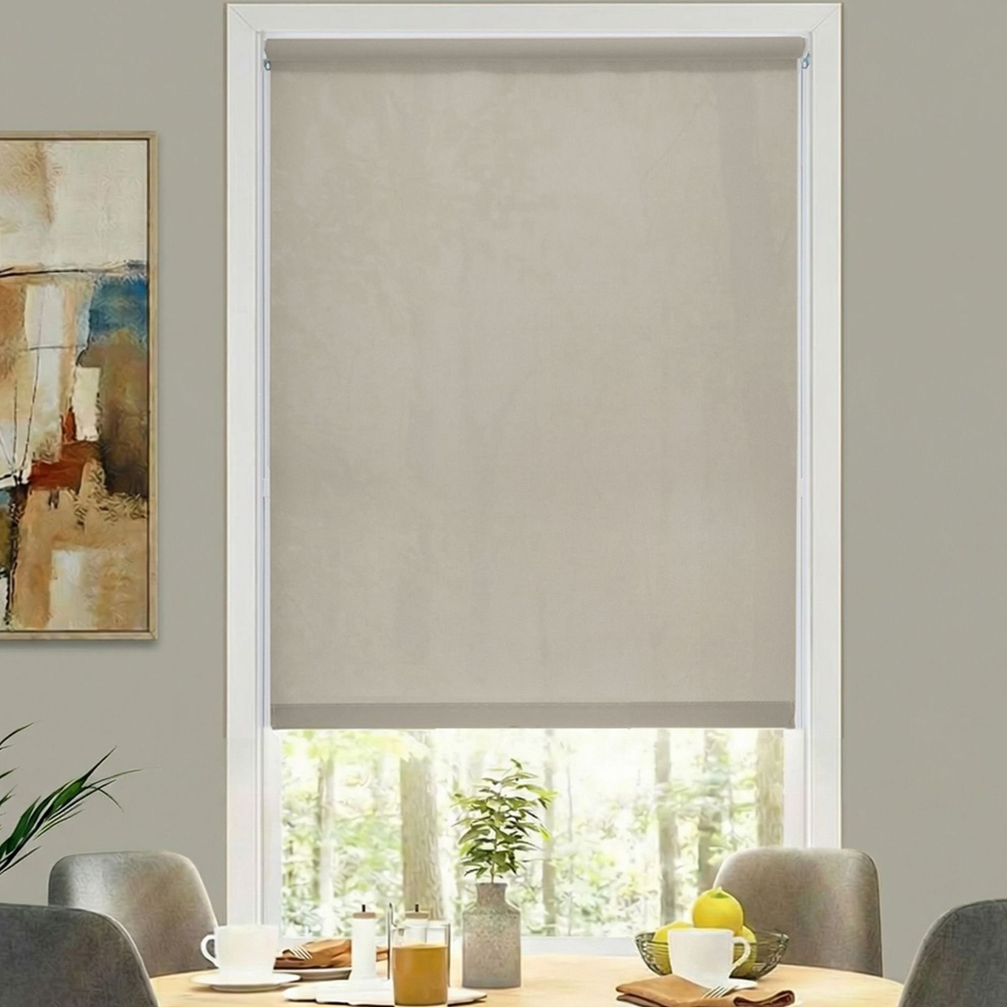 Deluxe Light Filtering Fabric Roller Shades - Linen