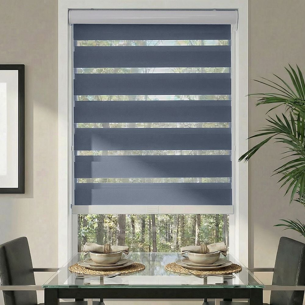 Deluxe Light Filtering Zebra Dual Shades - Ocean