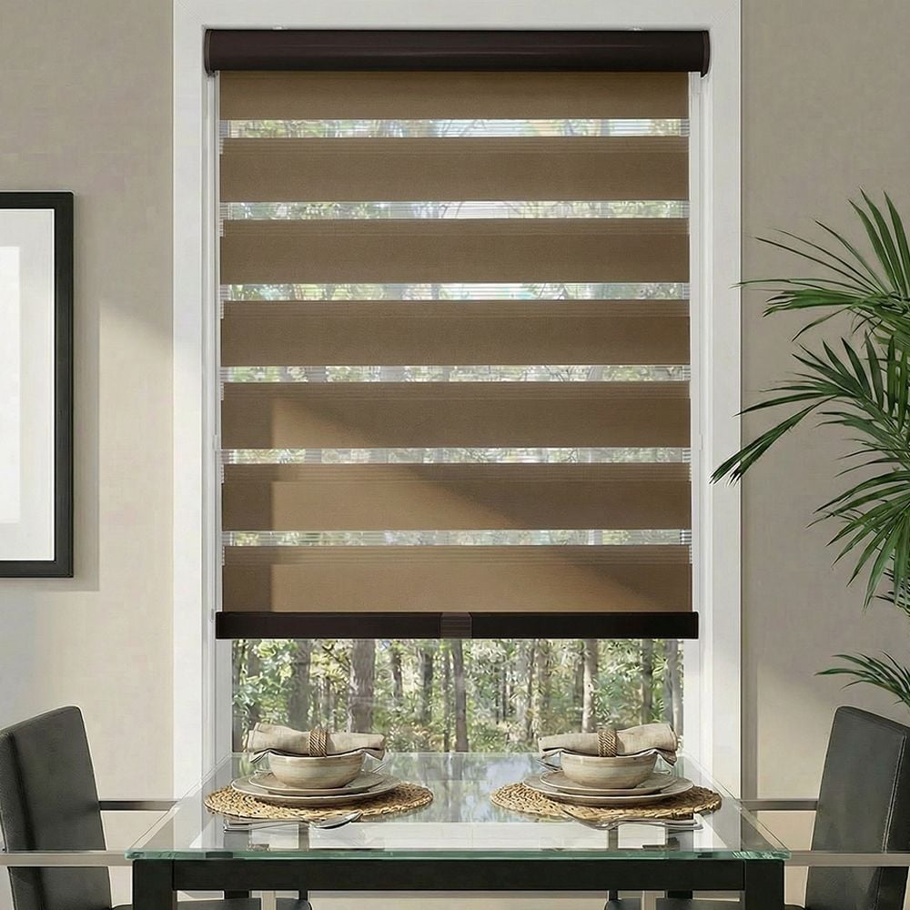 Deluxe Light Filtering Zebra Dual Shades - Maple 