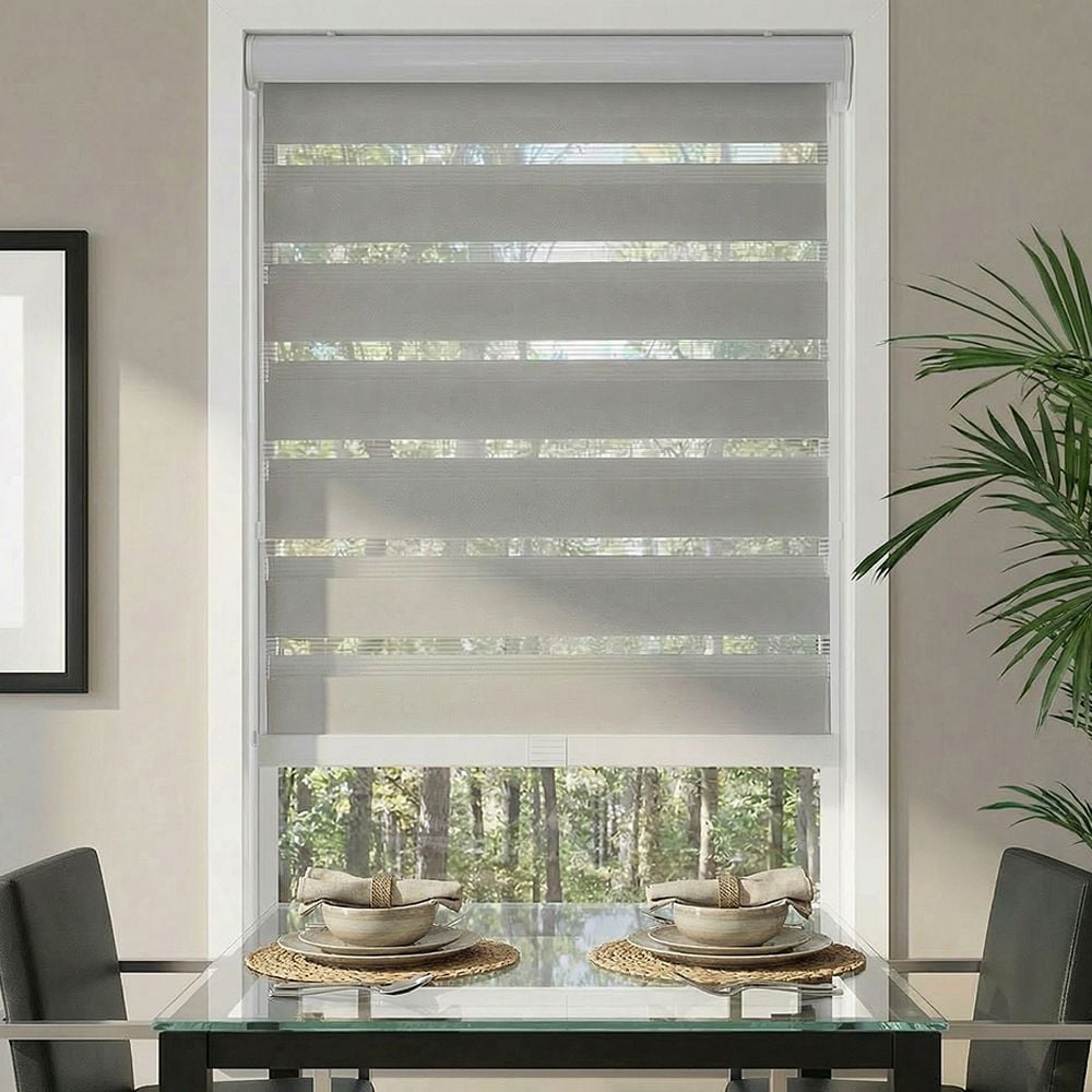 Deluxe Light Filtering Zebra Dual Shades - Grey