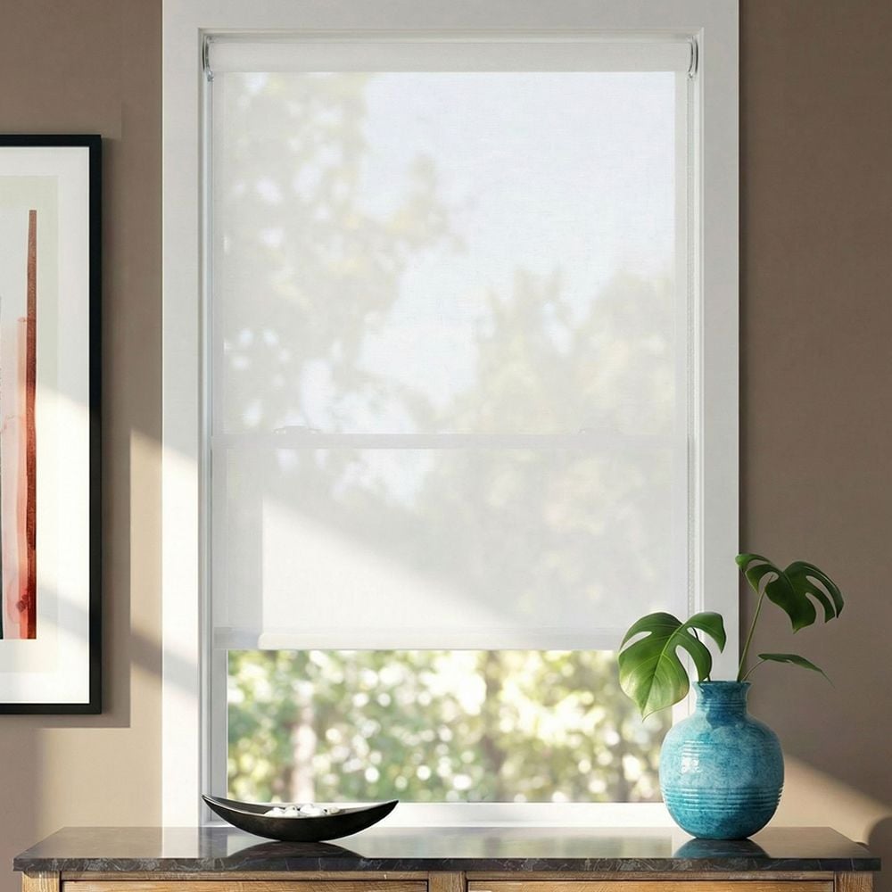 Deluxe Light Filtering Solar Shades in White Pearl