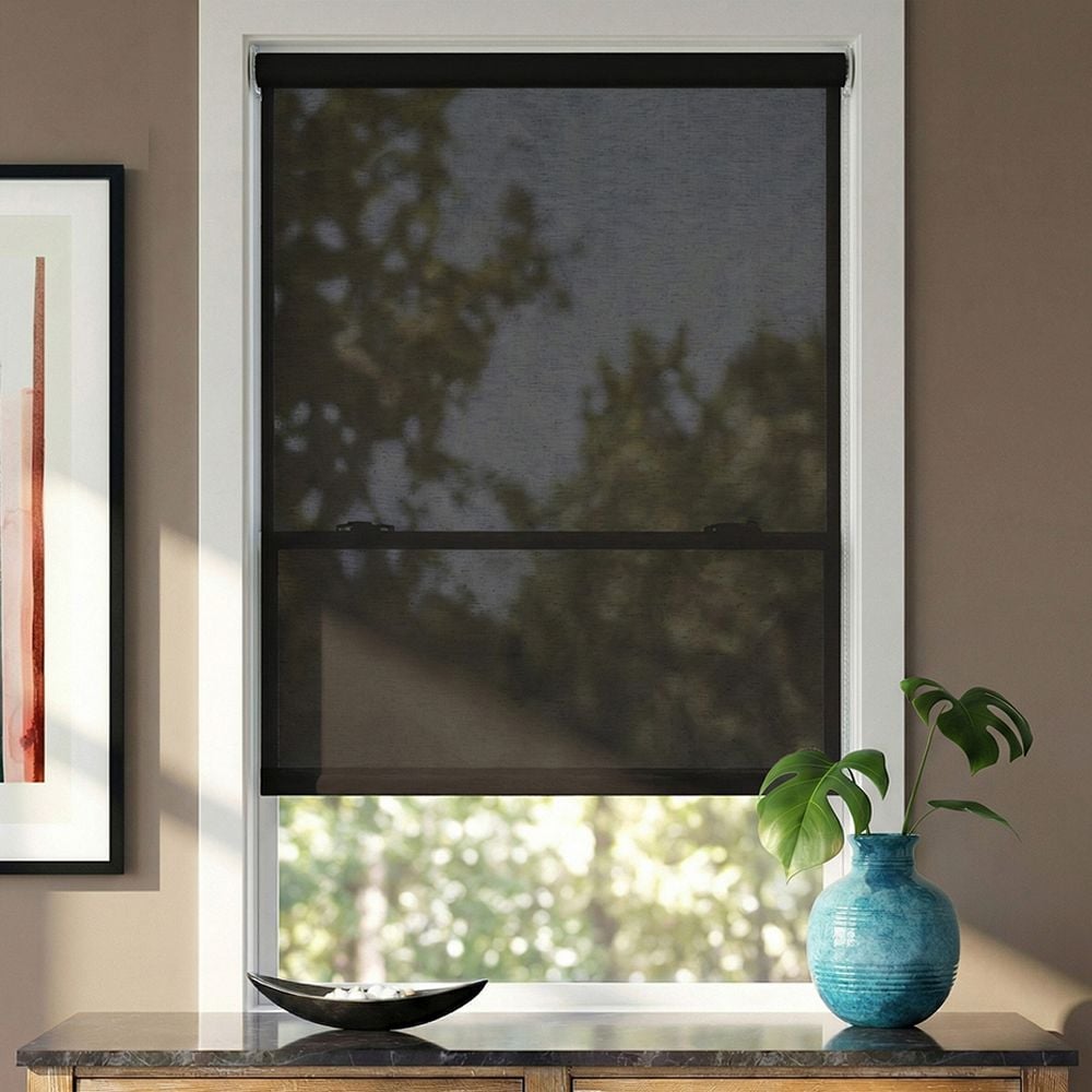 Deluxe Light Filtering Solar Shades in Ebony