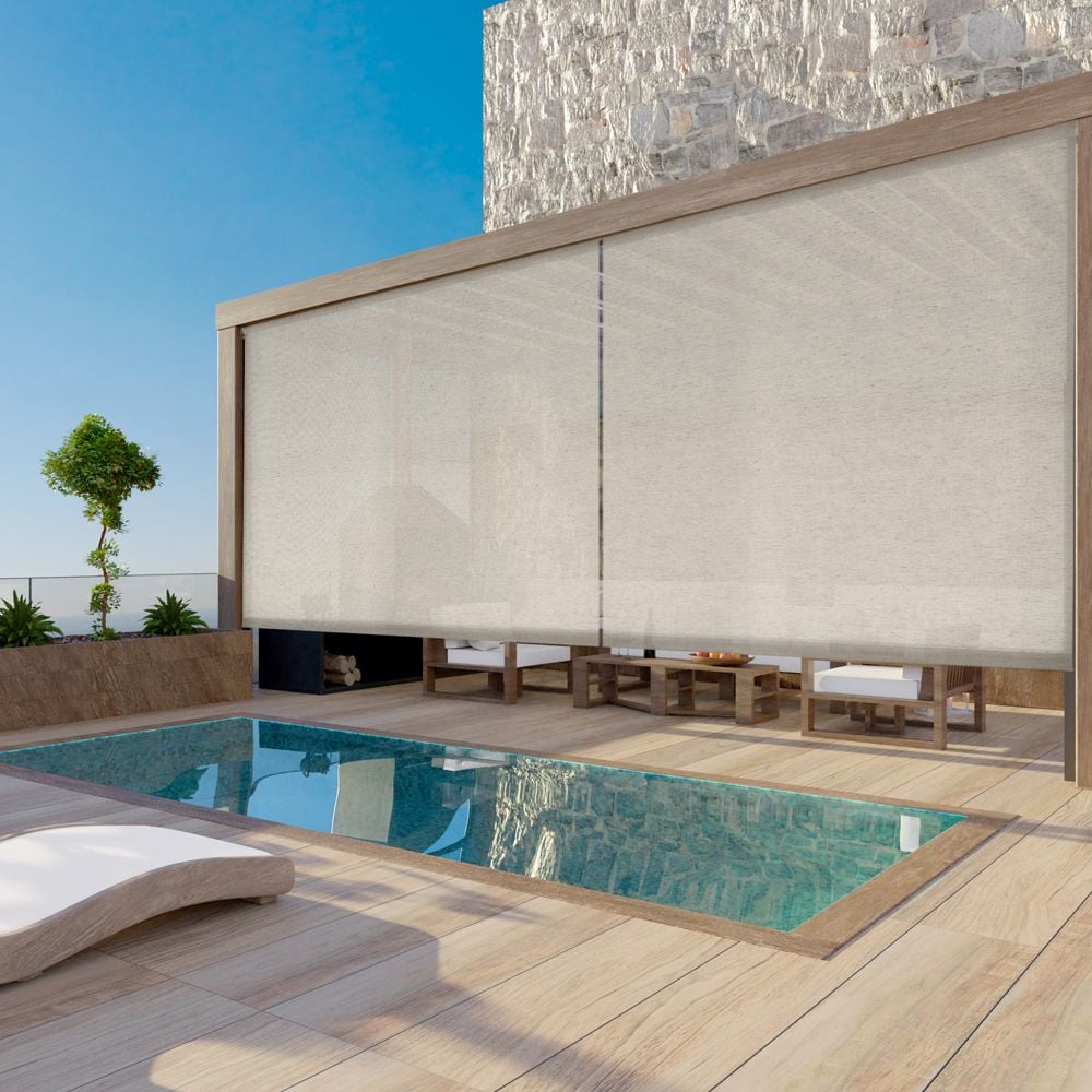 Deluxe Textured Exterior Outdoor Solar Shades - Natural 