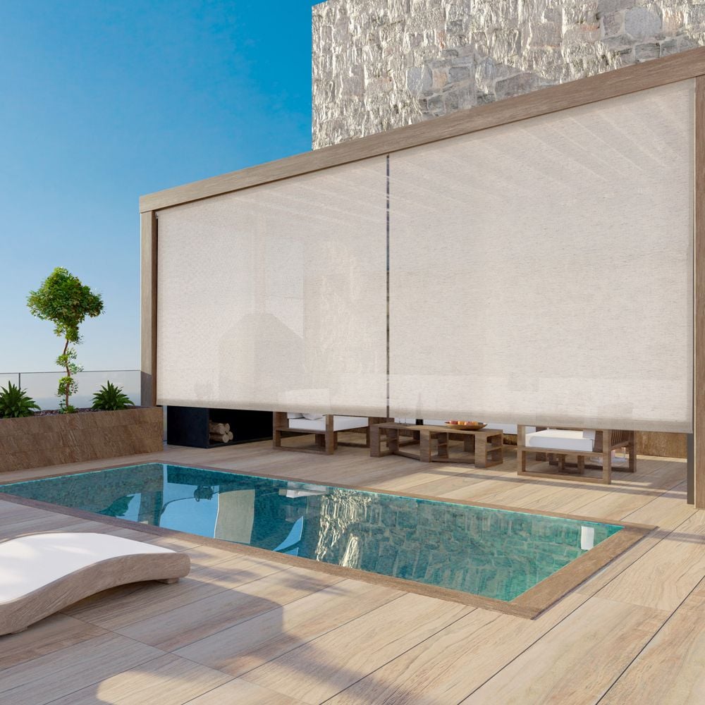 Deluxe Textured Exterior Outdoor Solar Shades - Sand