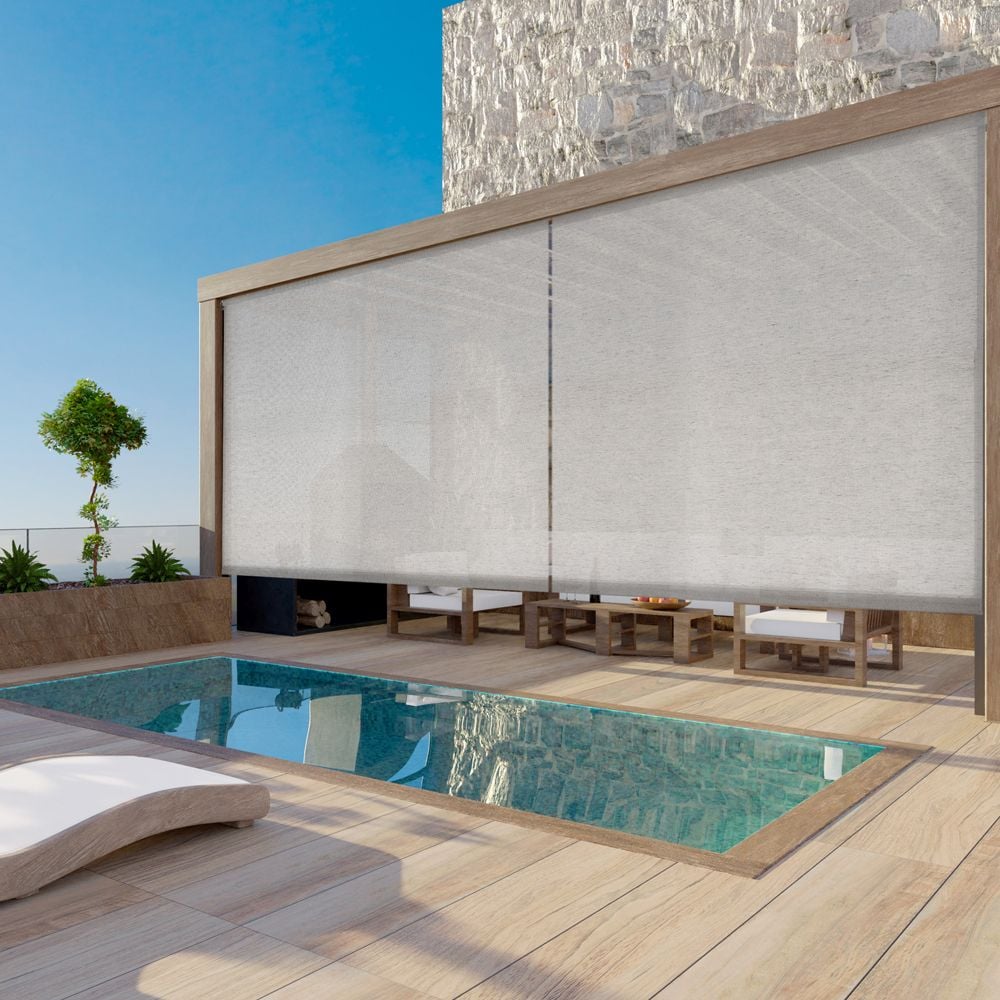 Deluxe Textured Exterior Outdoor Solar Shades - Driftwood