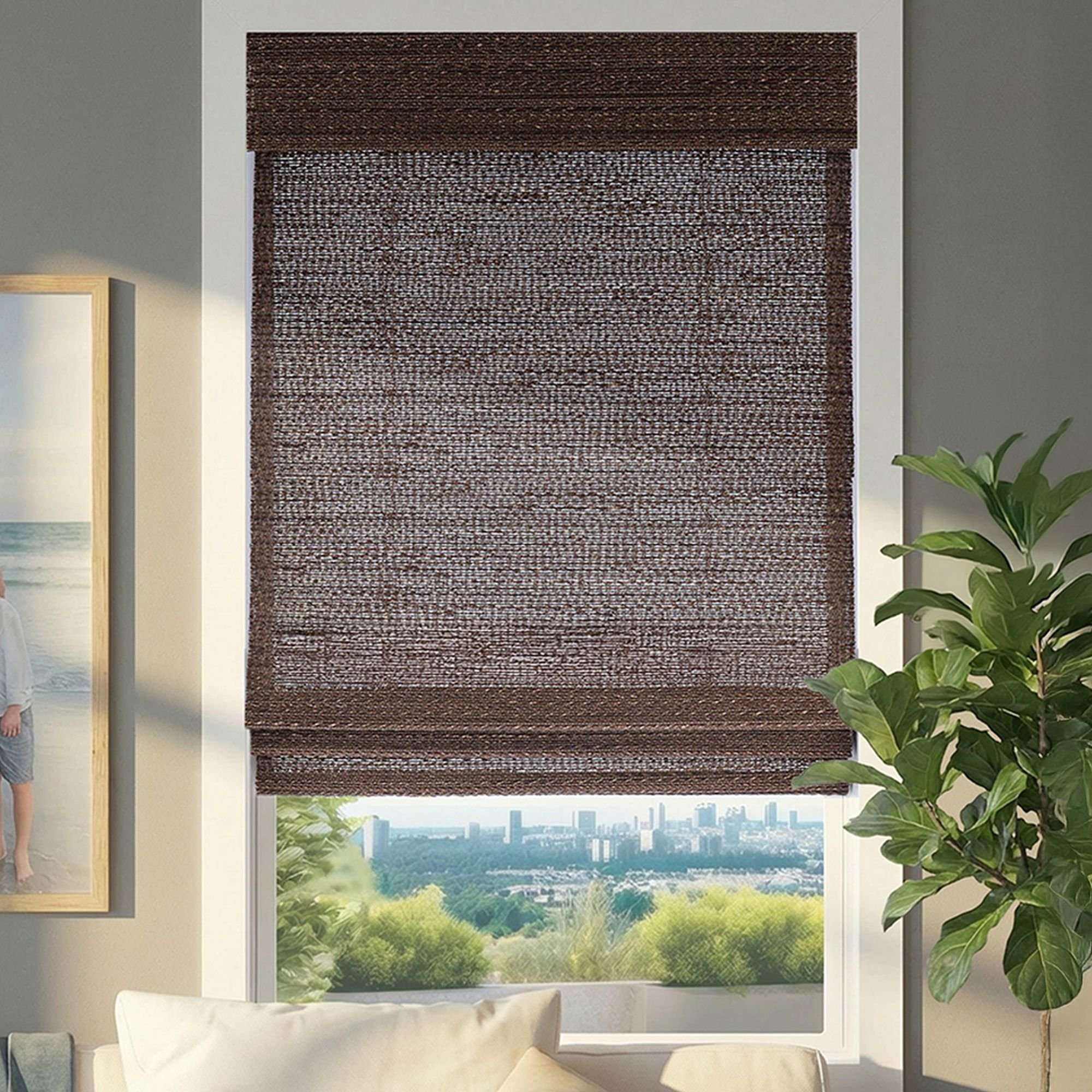 LEVOLOR Bamboo Woven Wood Shades - Sisal Twist - Rum Raisin