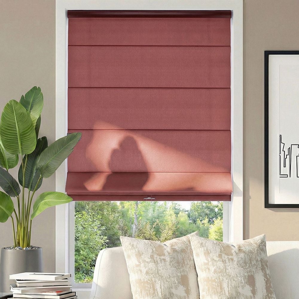 LEVOLOR Plain Fold Roman Shades - Designer Textures - Maroon