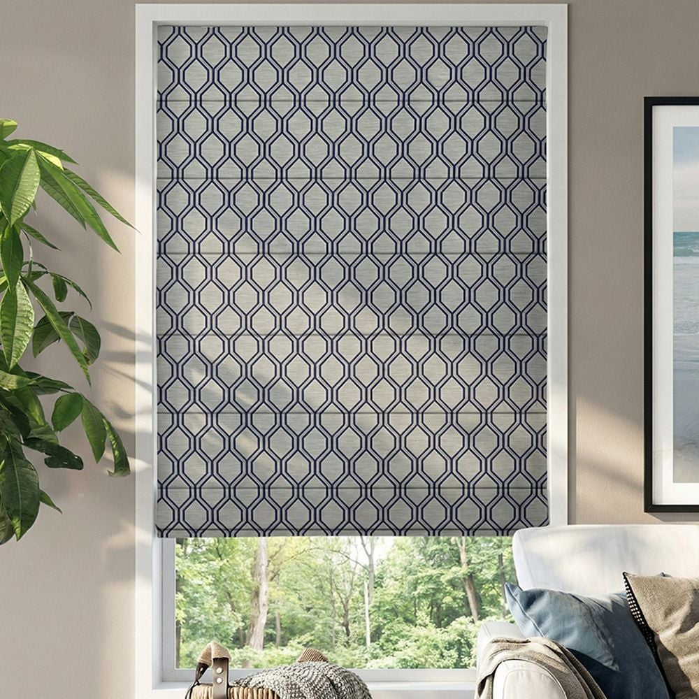 Premium Plain Fold Roman Shades in Andante Cobalt