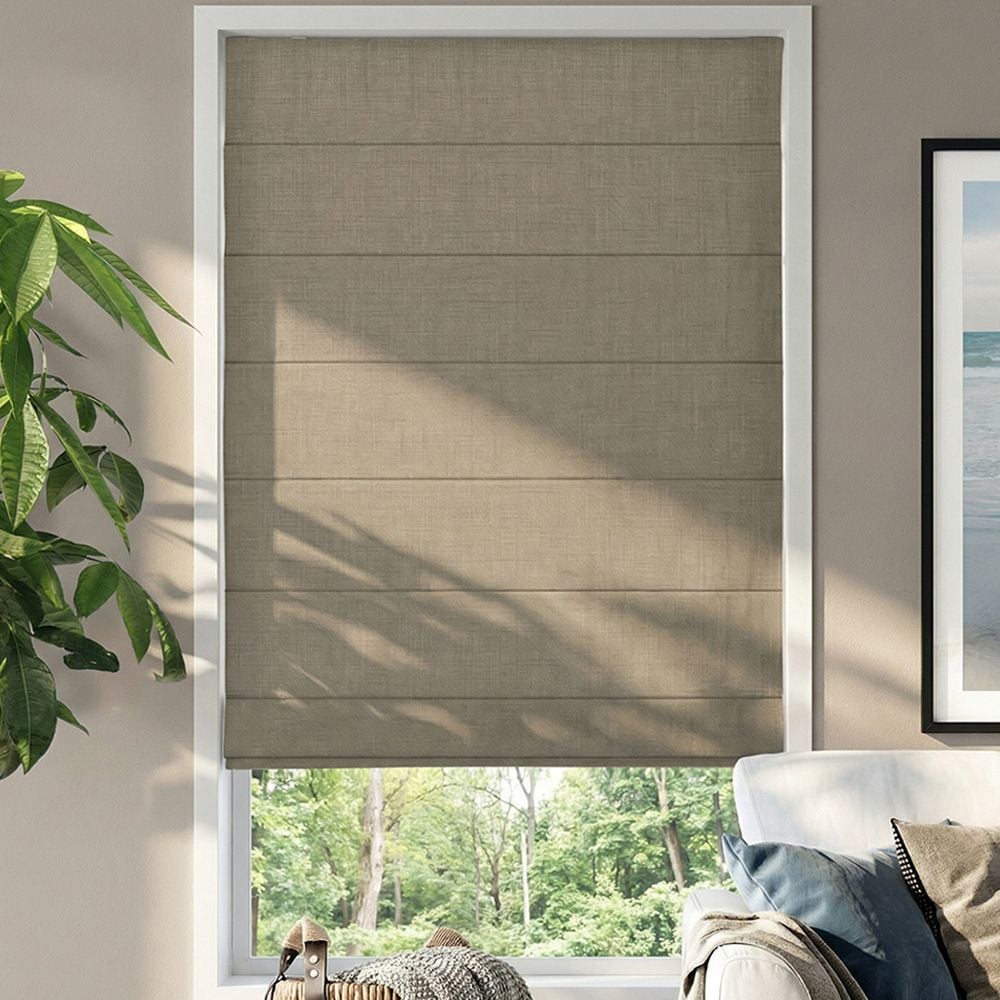 Premium Plain Fold Roman Shades in Rio Sahara