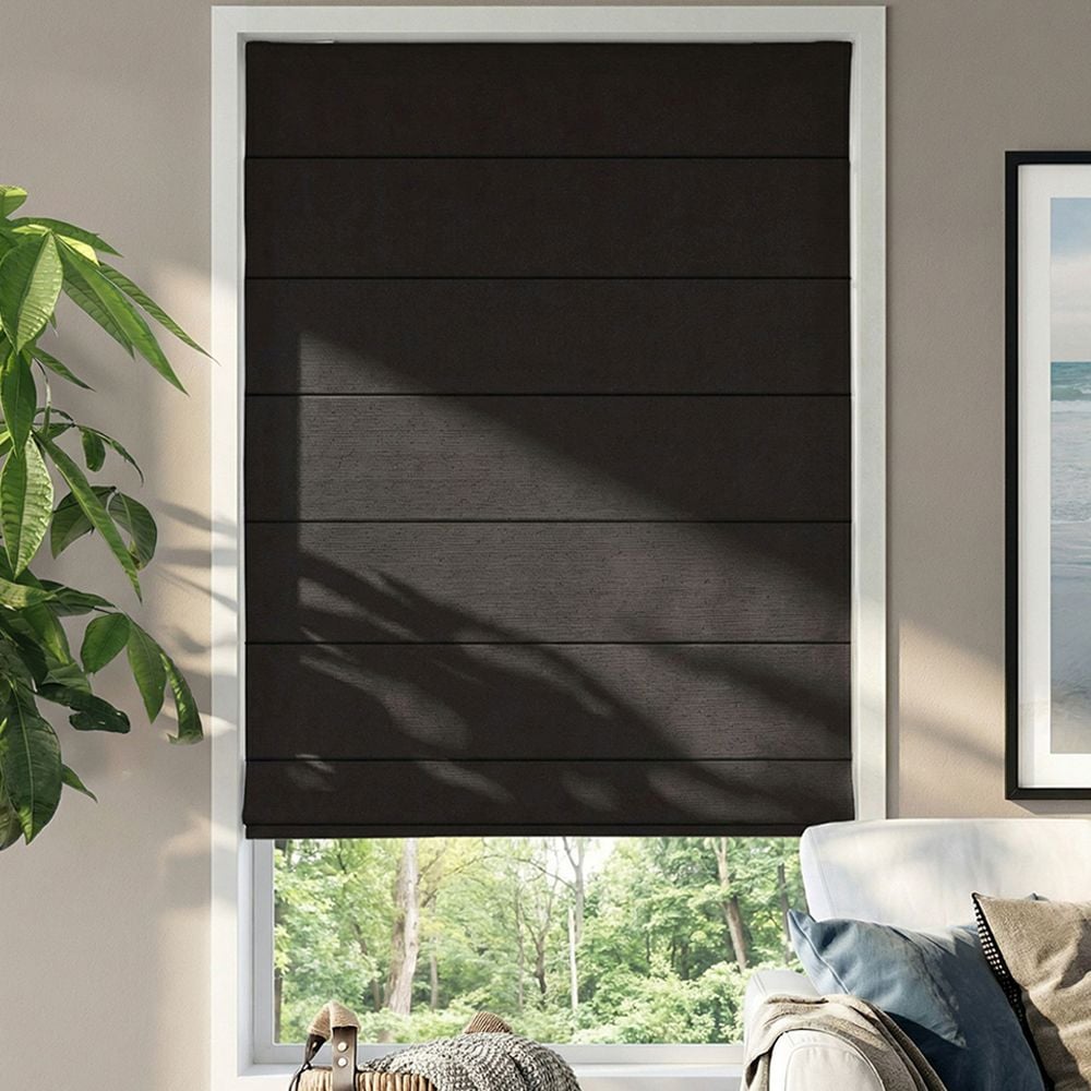 Premium Plain Fold Roman Shades - Solange Black Pearl 