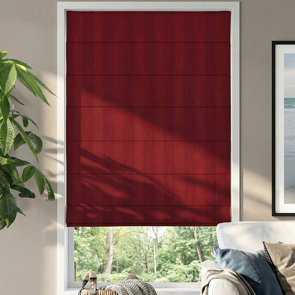 Premium Plain Fold Roman Shades - Ashton Stripe Wine
