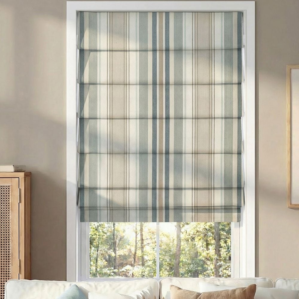 Premium Soft Fold Roman Shades - Bridgewater Stripe Spa
