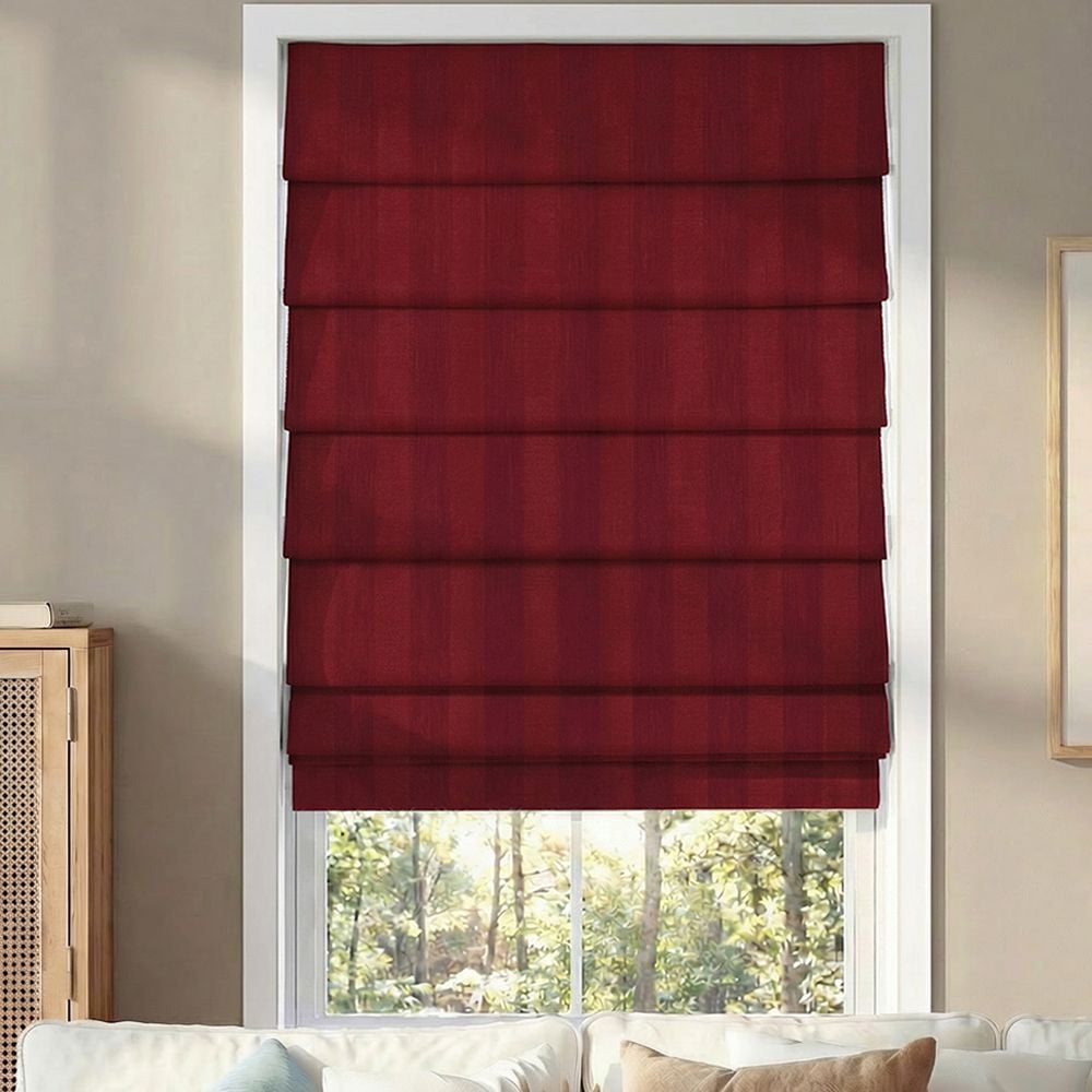 Premium Soft Fold Roman Shades - Ashton Stripe Wine 