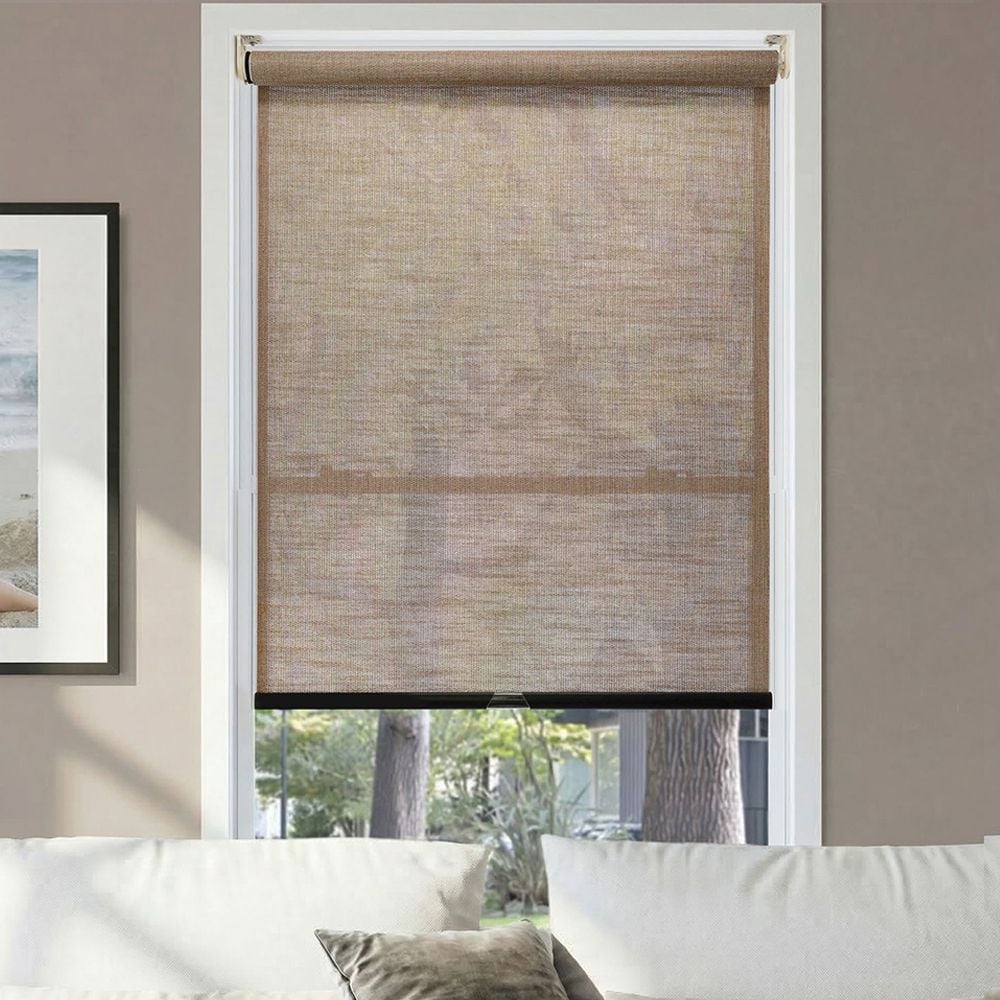 Premium Textured Solar Shades - Light Brown