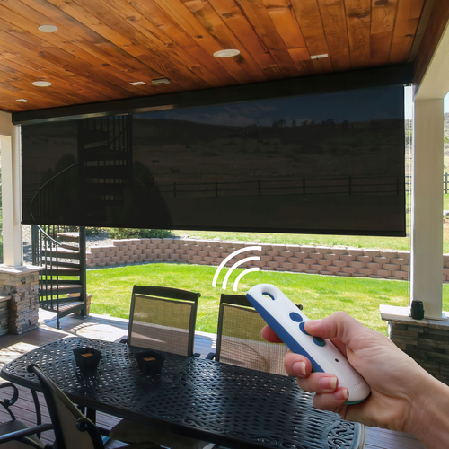 Motorized Premium Exterior Outdoor Solar Shades - Charcoal