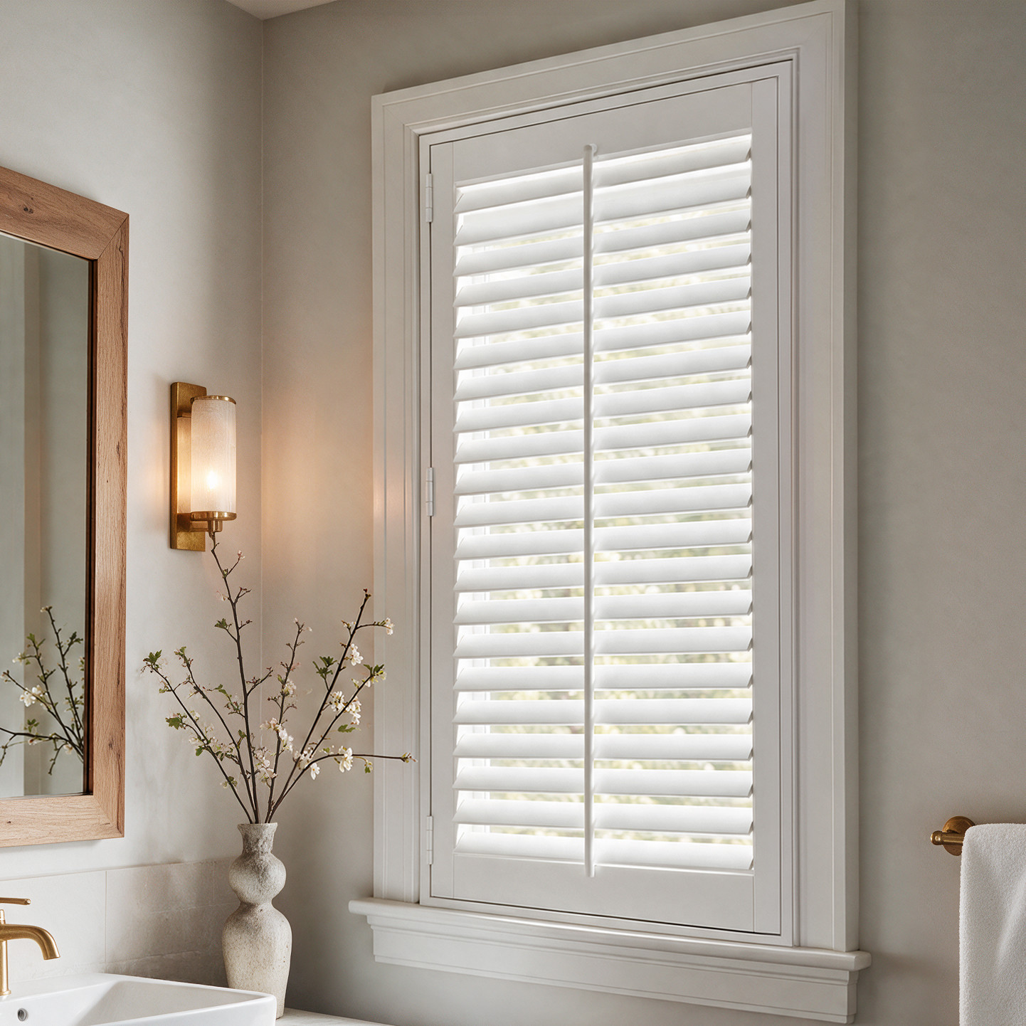 Super Value Faux Wood Plantation Shutters - Pure White