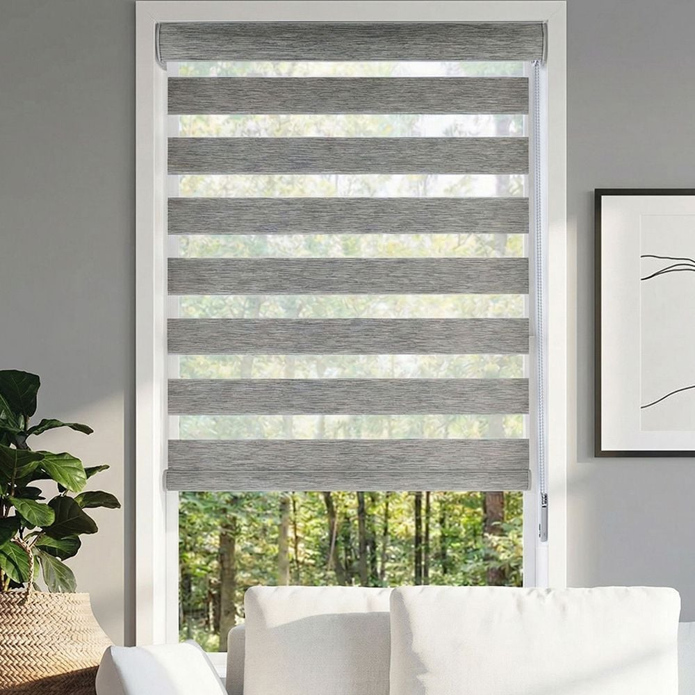 LEVOLOR Light Filtering Zebra Sheer Shades - Woodward Gray Stone