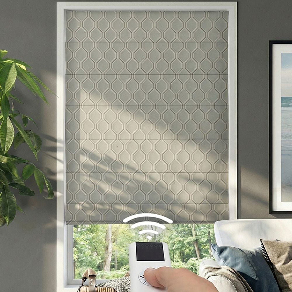 Motorized Premium Plain Fold Roman Shades - Andante Fawn