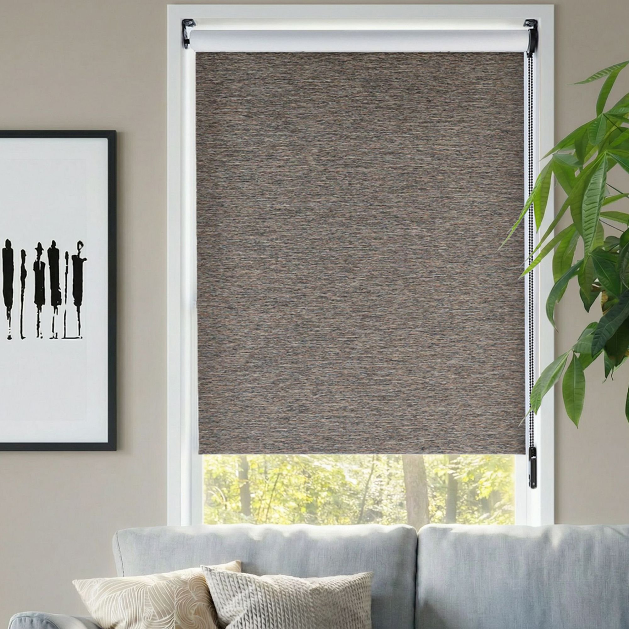Premium Blackout Fabric Roller Shades - Sea Sediment