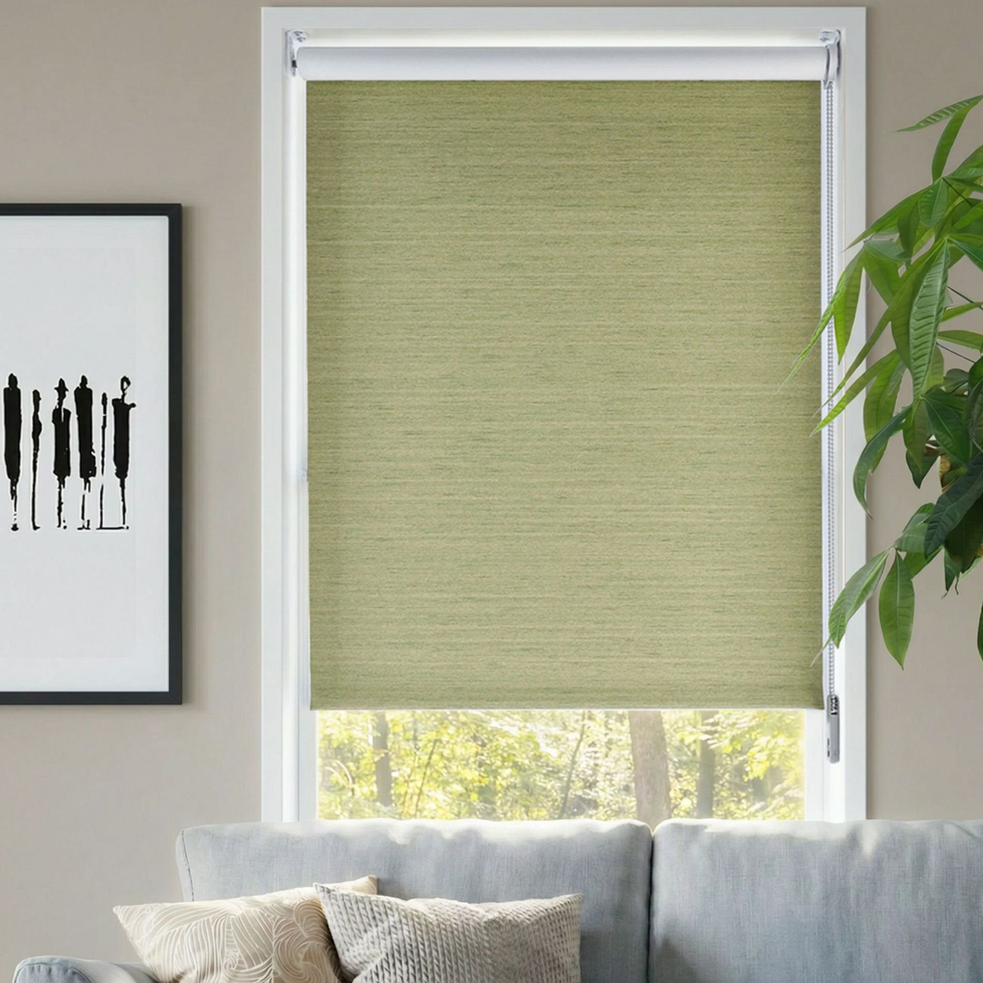 Premium Blackout Fabric Roller Shades - Grassy Knoll