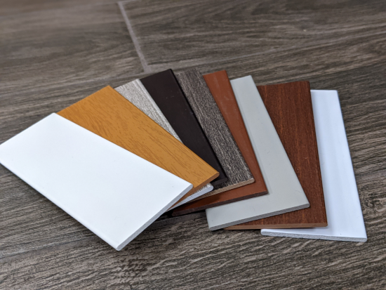 Sample color options for faux wood