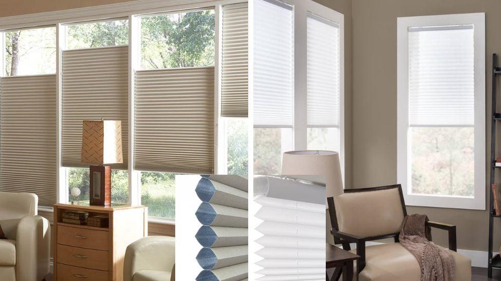 Pleated shade in a home office