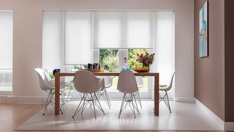 Roller shades in a modern kitchen
