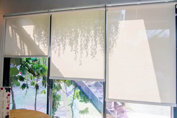 Installed roller shades