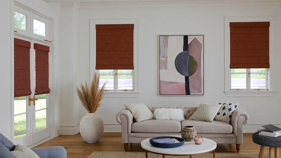 Roman shades in living room