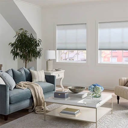 Cellular shade in sitting room