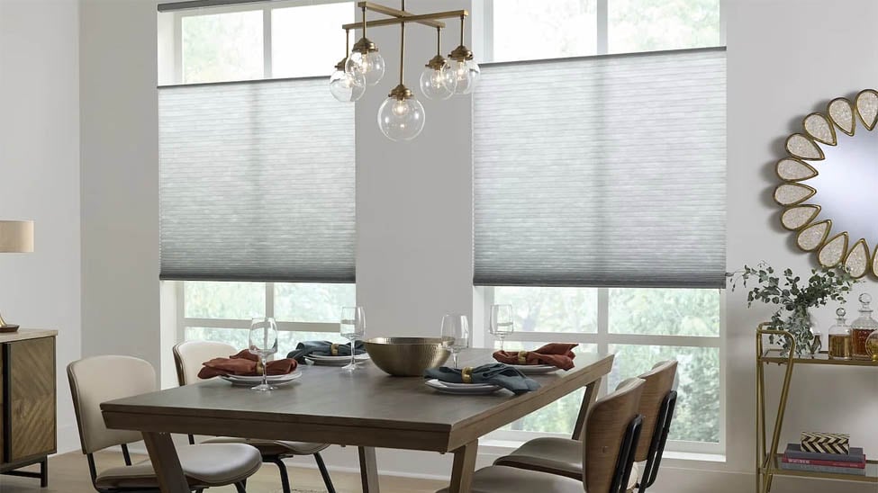 Cellular shades in dining room