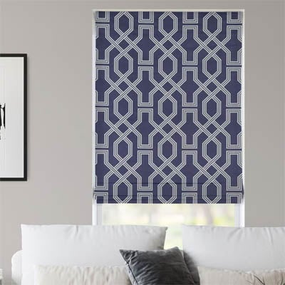 Roman shade with geometric pattern