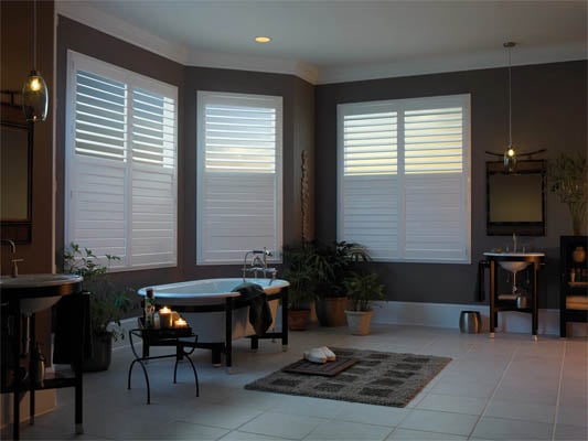 Classic plantation shutters in bathroom