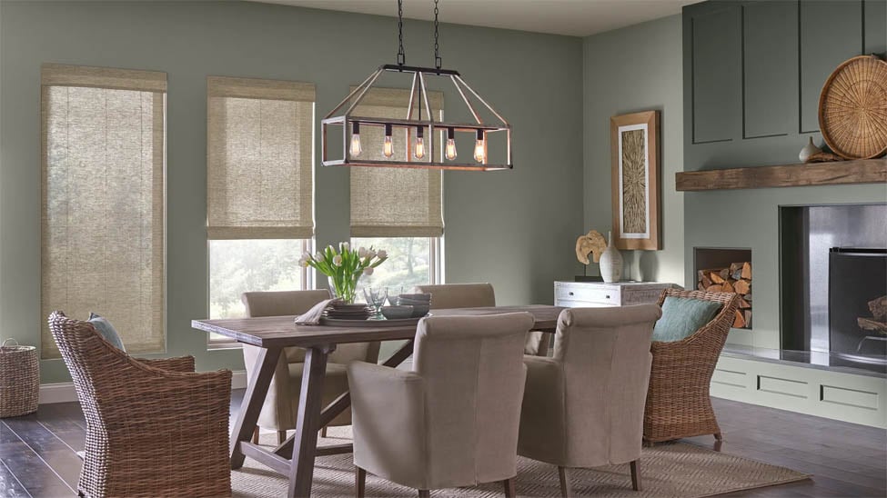 Bamboo Shades in Modern Rustic Home