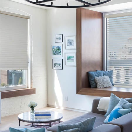 Sheer shades in a living room